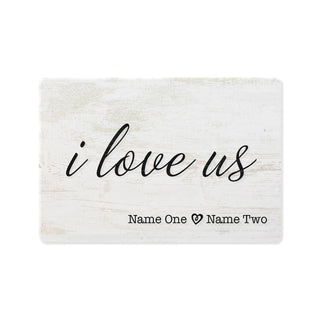 I Love Us Personalized White Wood Art Plaque
