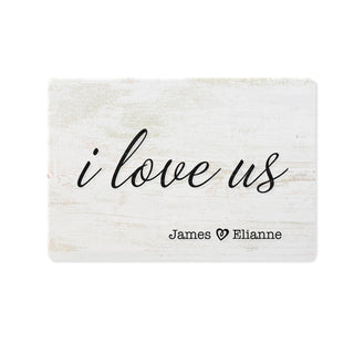 I Love Us Personalized White Wood Art Plaque