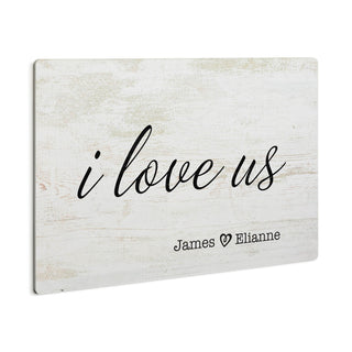 I Love Us Personalized White Wood Art Plaque