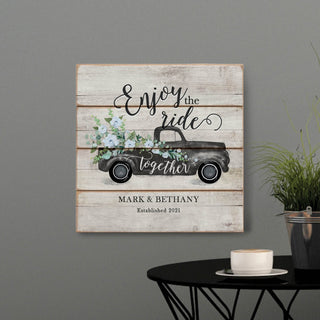 Enjoy The Ride Personalized Shiplap Wood Wall Art