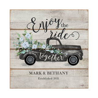 Enjoy The Ride Personalized Wood Shiplap Art