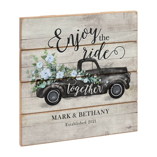 Enjoy The Ride Personalized Wood Shiplap Art