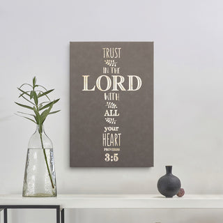 Trust In The Lord 12x18 Gray Leatherette Canvas