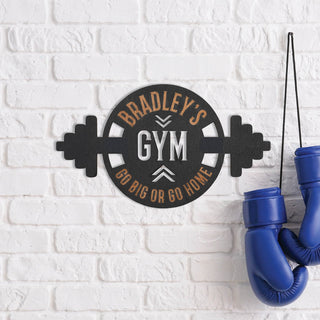Go Big Or Go Home Gym Personalized Black Wood Plaque