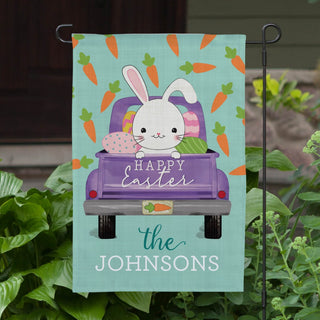 Happy Easter Bunny Truck Personalized Garden Flag