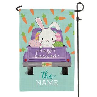 Happy Easter Bunny Truck Personalized Garden Flag