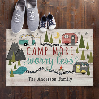 Camp More Worry Less Personalized Doormat - 18x27 Inch, 1/8" Thin