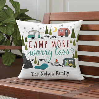 Camp More Worry Less Personalized 17" Throw Pillow