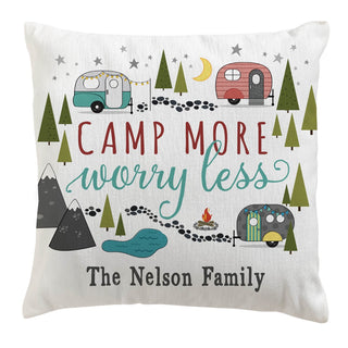 Camp More Worry Less Personalized 17" Throw Pillow