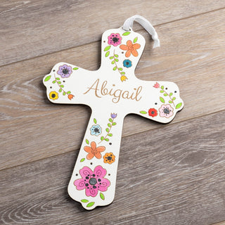 DIY Floral Personalized White Wood Cross