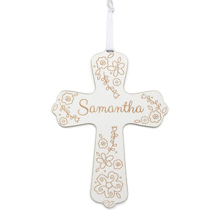 DIY Floral Personalized White Wood Cross