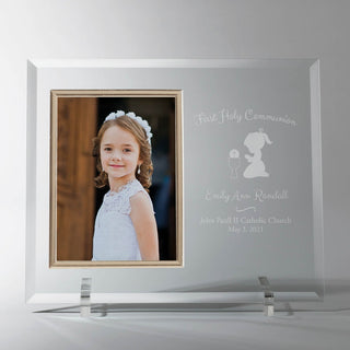 Girl's First Holy Communion Personalized Glass Photo Frame