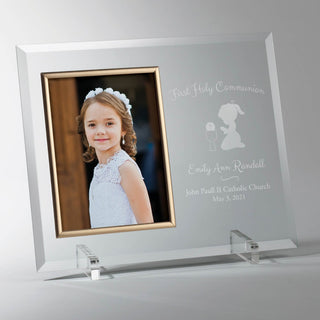 Girl's First Holy Communion Personalized Glass Photo Frame