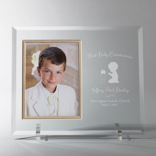 Boy's First Holy Communion Personalized Glass Photo Frame