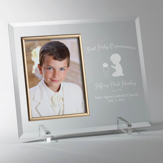Boy's First Holy Communion Personalized Glass Photo Frame