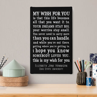 My Wish For You Personalized 10x16 Black Canvas