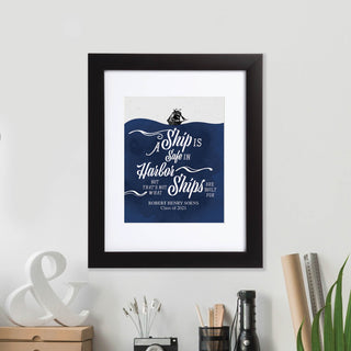 A Ship Is Safe In Harbor Personalized 11x14 Framed Print 