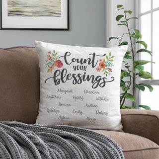 Count your Blessings Personalized 17" Throw Pillow