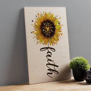 Faith Sunflower Wood Art Plaque