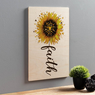 Faith Sunflower Wood Art Plaque