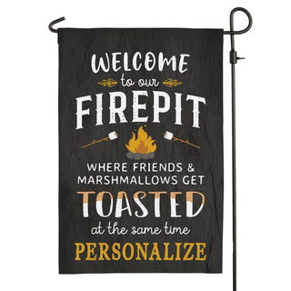 Welcome Firepit Personalized Garden Flag