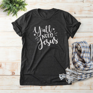 Y'all Need Jesus Charcoal Adult T-Shirt