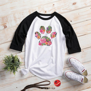 Floral Paw Print Adult Black Sports Jersey