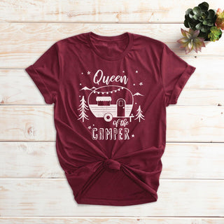 Queen Of The Camper Adult Burgundy T-Shirt