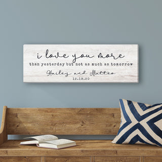 I Love You More Personalized 9x27 Canvas