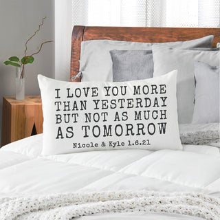 I Love You More Personalized Lumbar Throw Pillow