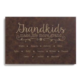 Grandkids Make Life More Grand Personalized Leather Canvas