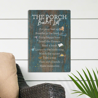 The Porch Bucket List Wood Art Plaque