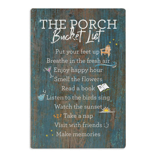 The Porch Bucket List Wood Art Plaque