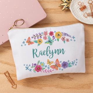 Flowers And Butterflies Personalized Zipper Pouch