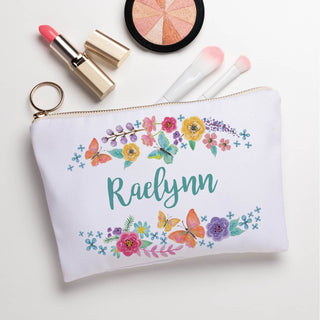 Flowers And Butterflies Personalized Zipper Pouch