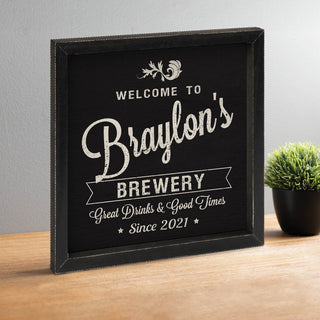 Home Bar Personalized Black Framed Wood Art