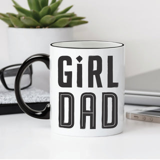 Girl Dad White Coffee Mug with Black Rim and Handle-11oz