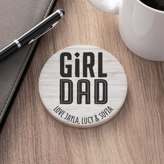 Girl Dad Personalized Round Desk Coaster