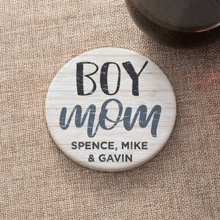 Boy Mom Personalized Round Desk Coaster