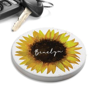 Sunflower Personalized Car Coaster Set