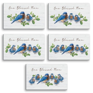 One Blessed Mom Bluebird Personalized 10x16 Canvas