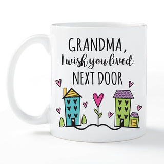 Wish You Lived Next Door Hearts Personalized White Coffee Mug - 11 oz.