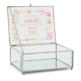 Floral Mother Personalized Rectangular Hinged Glass Box