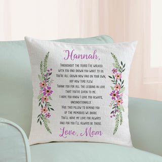 Daughter pillow with message from mom thoughtful throw pillow 