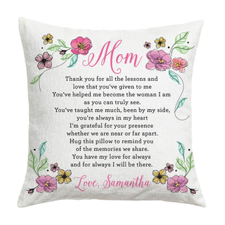 I Will Be There Mom Personalized 17" Throw Pillow