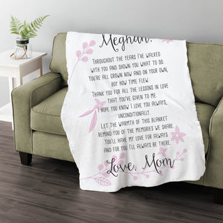 Blanket with message to daughter from mom gift idea