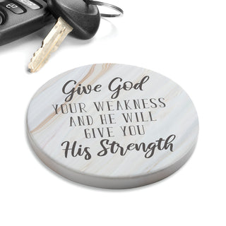 Give God Your Weakness Car Coaster Set