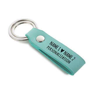 Names And Heart Aqua Leatherette Key Ring