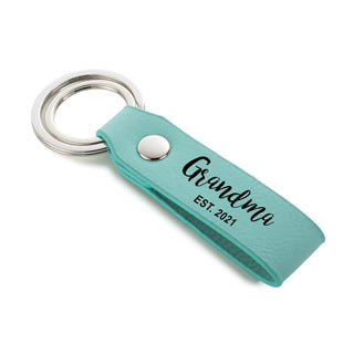 Established Aqua Leatherette Key Ring