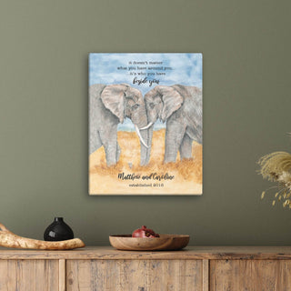 Who You Have Beside You Elephants Personalized 16x20 Canvas